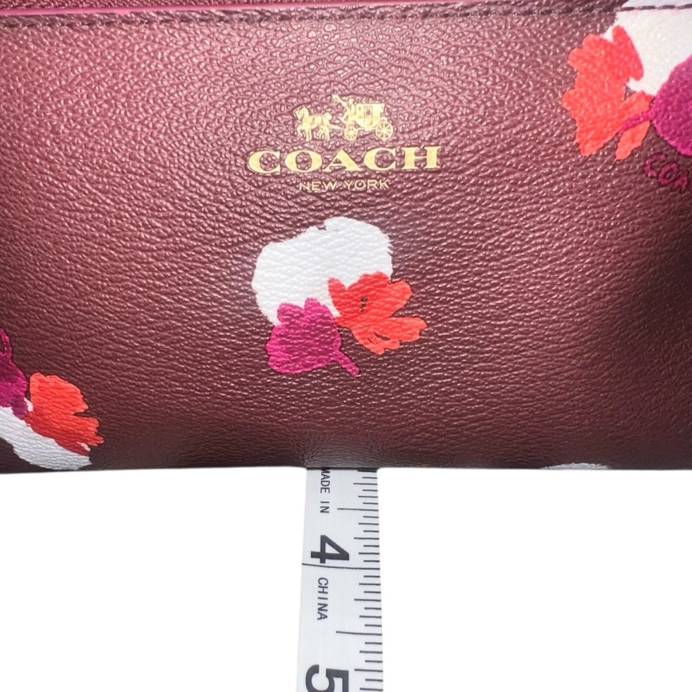EUC Coach Cosmetic Case 17 Pouch Coated Canvas Zippered Burgundy Multi Floral - Picture 11 of 12